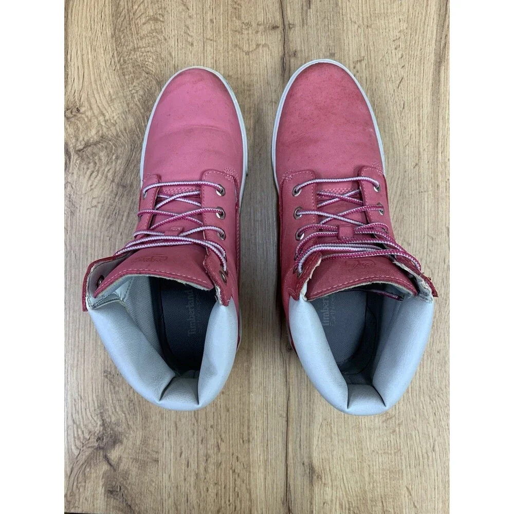 Timberland Earthkeepers Girls Size 7 Pink Nubuck Boots Gray Collar Style 8197R